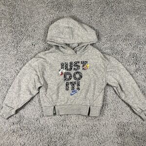 Nike Girls XS Gray Hoodie "Just Do It" Graphic Pullover Sweatshirt